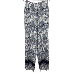 Tribal Women Floral Print Pants Extra Large L Floral Flowy Blue Slit Hem New